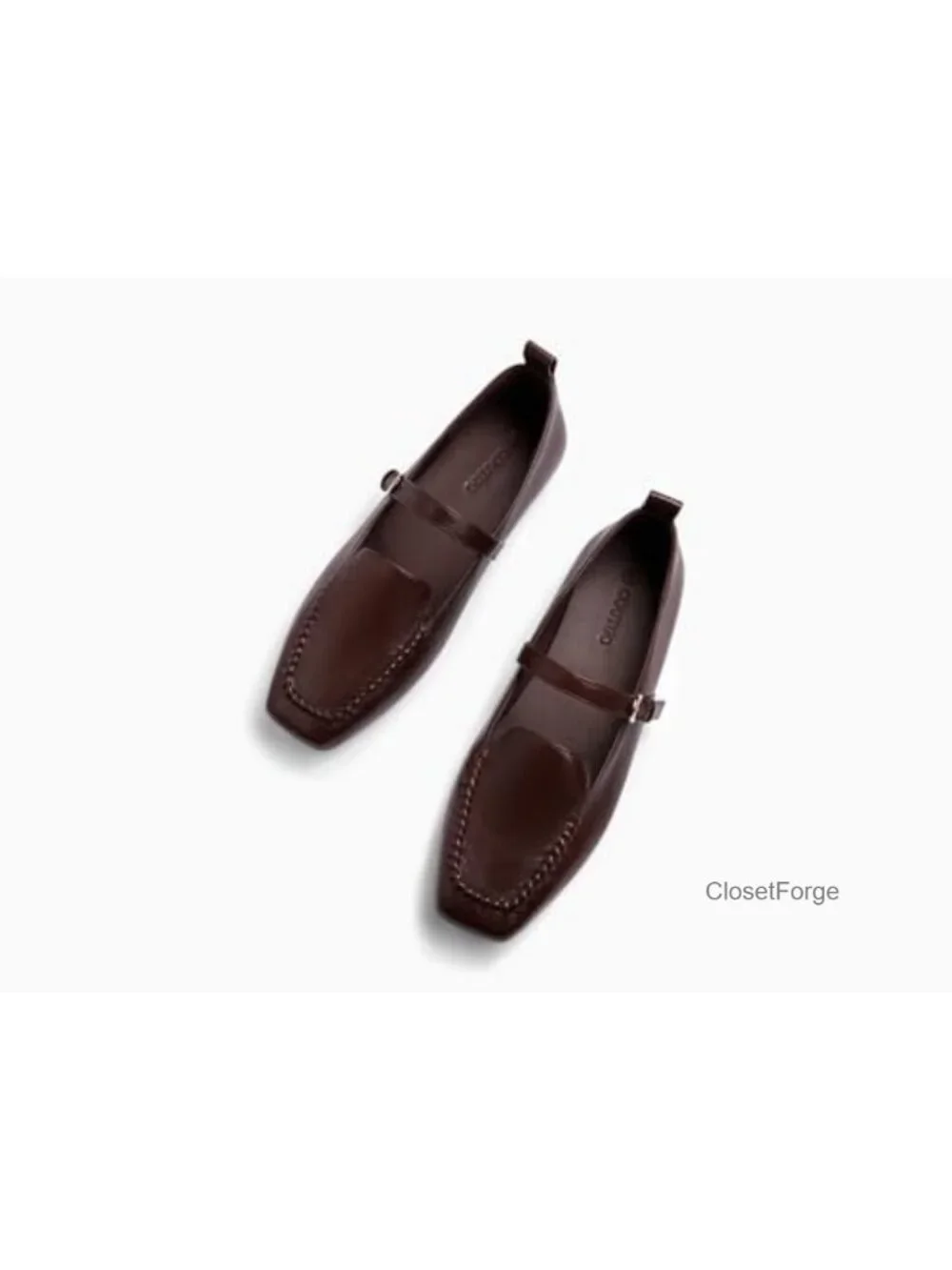 Women's Square Toe Faux Leather Mary Jane Ballet Flats Work Office Comfortable